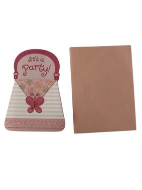 🦋 5/$25 - (2010) “It’s A Party” Purse Shaped Invitation Cards by Carlton Cards
